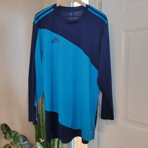 Adidas Squadra 21 Goalkeeper Jersey‎ Navy Blue/Aqua Longsleeve Shirt, Size XL
